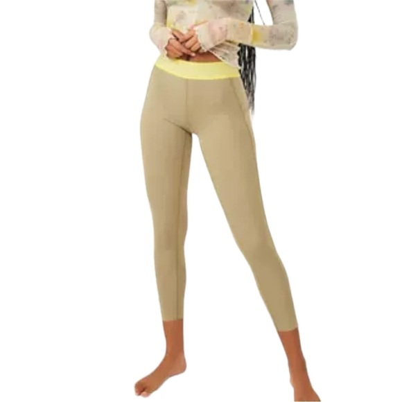 Free People Movement Taupe & Lime Green Endurance Tight size Small - Picture 1 of 10